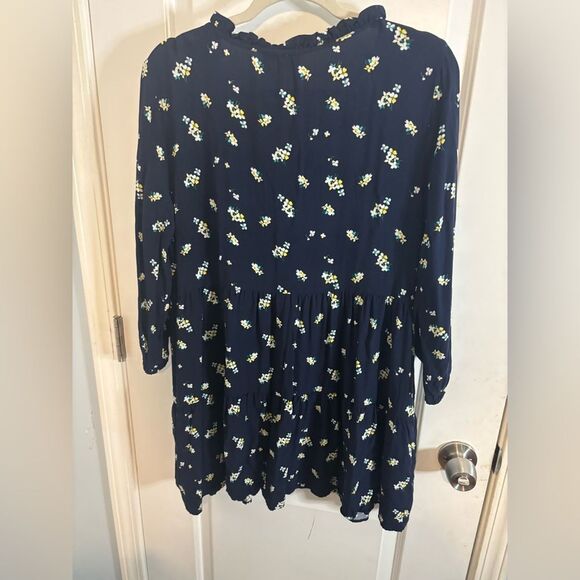 GAP Navy tiered long sleeve Floral mini Dress size m EUC - Picture 4 of 4